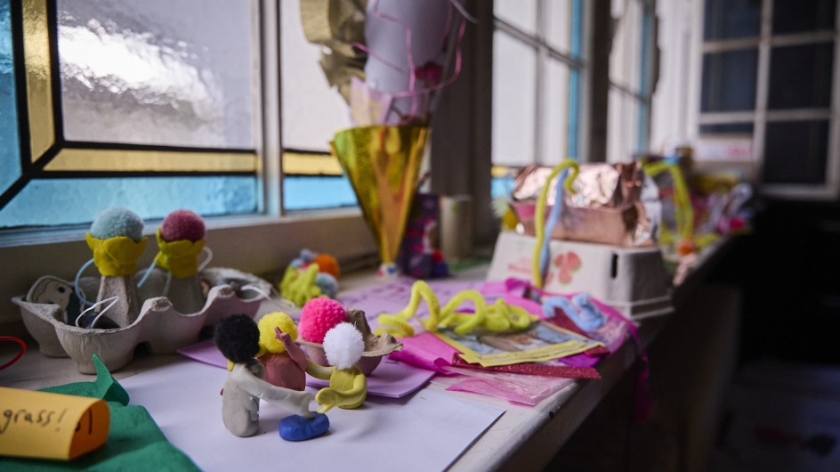 Foto von unserer Bastelstation auf dem Community Event 2025