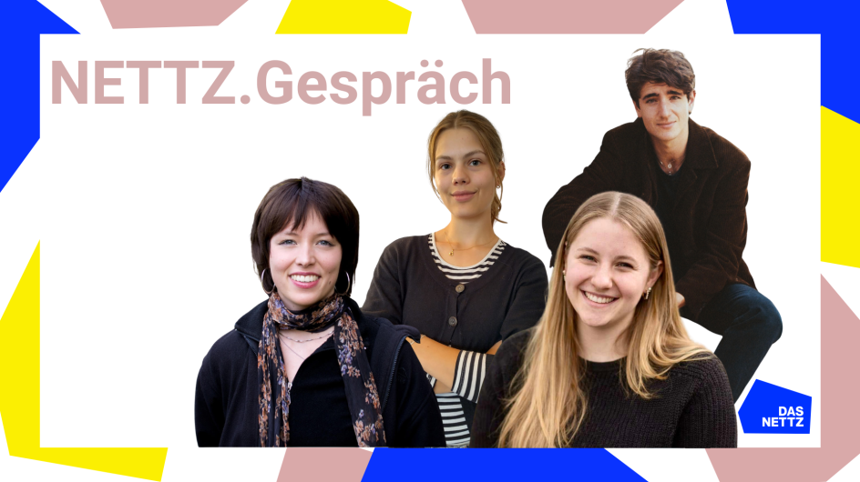 Coverbild mit den Gesichtern der Speaker*innen. Daneben steht „NETTZ.Gespräch“
