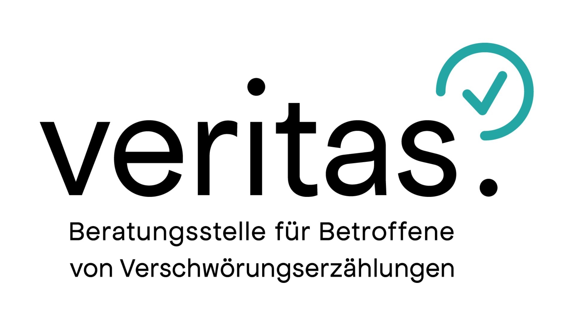 veritas "veritas" Logo mit blauem Hacken in blauem Kreis