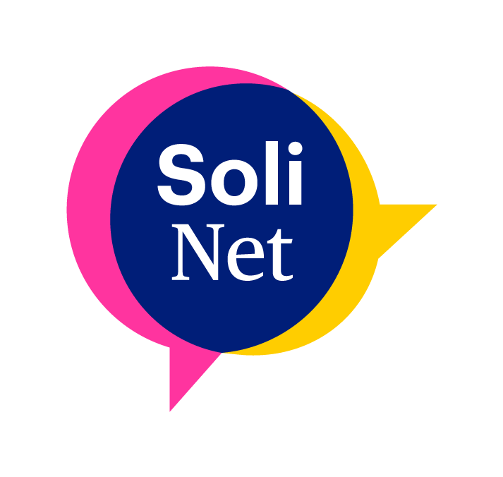 SoliNet Logo SoliNet Logo (zwei bunte Sprechblasen, in denen SoliNet steht)