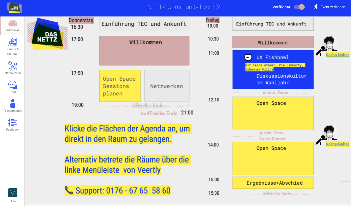 Screenshot Veertly-Raum des NETTZ-Community Events 2021